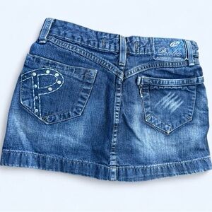 Vintage Pocoloco Blue mini Skirt with Embellished Pockets